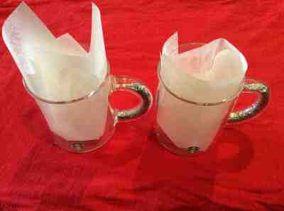 2- Starbucks Glitter Handle Glass Mugs 2019 Holiday Cup Holographic Rainbow-12oz - Sold on eBay Nov, 11th 2019 for $71.99