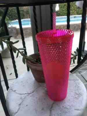 STARBUCKS 2019 Neon Pink Studded Cold Cup Tumbler WINTER HOLIDAY 24 oz *IN HAND* - Sold on eBay Nov, 11th 2019 for $39.00