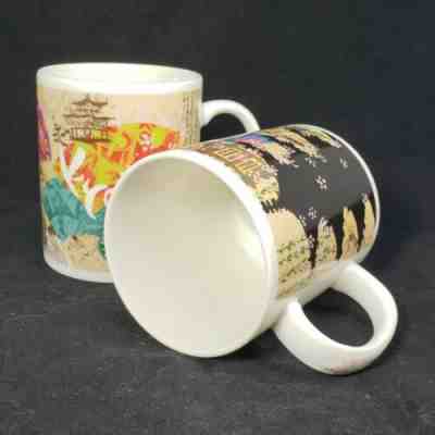 Pair Starbucks Coffee Kyoto Japan 2007 & 2008 Mugs Temple Garden Kyoto City Cup - Sold on eBay Nov, 11th 2019 for $43.95