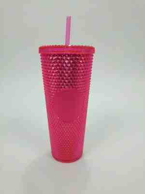 STARBUCKS 2019 Neon Pink Studded Cold Cup Tumbler WINTER HOLIDAY EDITION 24 oz - Sold on eBay Nov, 11th 2019 for $30.00