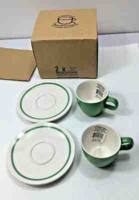 2 Sets 2004 STARBUCKS Home Col.  Green White Coffee Espresso Cup 3oz. Demitasse - Sold on eBay Nov, 11th 2019 for $24.92