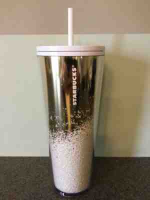 Starbucks 2019 Christmas Holiday Cascading Snowflake Sparkle Gold Tumbler 24oz - Sold on eBay Nov, 11th 2019 for $50.00