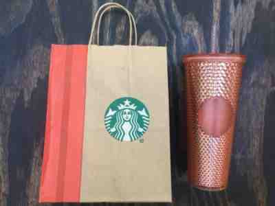 Starbucks Rose Studded Gold Sparkling Iridescent Cold Cup Tumbler Venti 24oz NEW - Sold on eBay Nov, 11th 2019 for $40.00