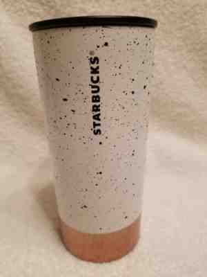 STARBUCKS Slim Tumbler W/ Cork Bottom & Lid - Rose Gold & White / Black 12oz EUC - Sold on eBay Nov, 11th 2019 for $35.00