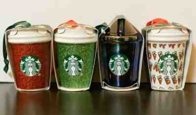 Starbucks 2019 Holiday Christmas Ornaments Glitter Red Green Iridescent Coffee - Sold on eBay Nov, 11th 2019 for $58.99