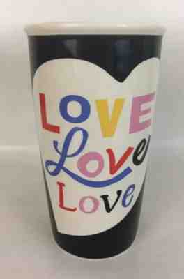 Starbucks LOVE heart blackTravel Tumbler Double Wall Ceramic Cup 12 oz. New - Sold on eBay Nov, 11th 2019 for $18.99