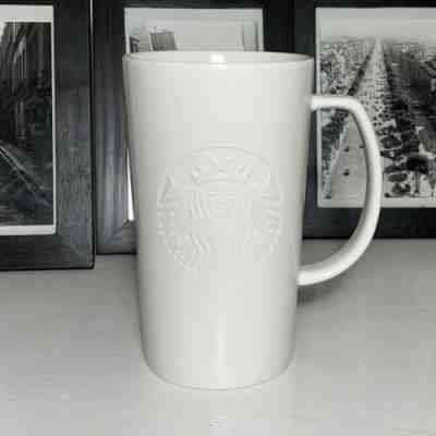 STARBUCKS 2015 EMBOSSED MERMAID Mug 16 oz Matte White Grande Cup "G" On Handle - Sold on eBay Nov, 11th 2019 for $18.18