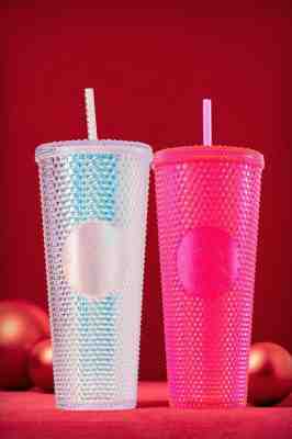 Starbucks Studded 24oz Tumbler Platinum + Hot Pink 2019 Christmas set NWT  - Sold on eBay Nov, 11th 2019 for $61.00