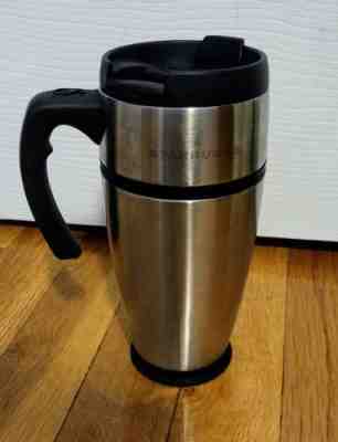 Starbucks Coffee Barista 2001 stainless steel travel mug cup 16 oz handle lid - Sold on eBay Nov, 11th 2019 for $25.00