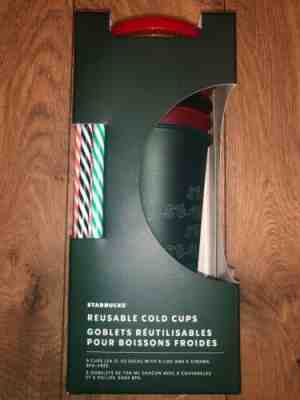 Starbucks 2019 Holiday Christmas Winter Reusable Cold Cups 5 pack w/ Straws New - Sold on eBay Nov, 11th 2019 for $28.94