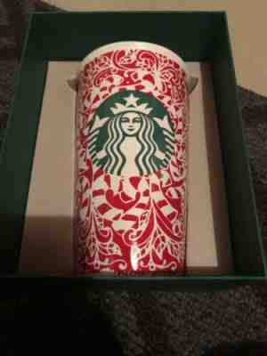 NWT Starbucks Christmas  Ceramic Travel Cup 12 Oz. Candy Cane 2016 W/bonus - Sold on eBay Nov, 11th 2019 for $18.50