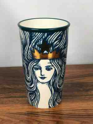 Starbucks 2016 Siren Mermaid Anniversary Blue Gold Crown 12oz Coffee Tumbler Mug - Sold on eBay Nov, 11th 2019 for $26.99