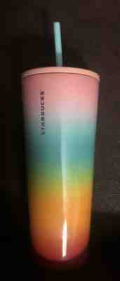 Starbucks Summer 2019 Venti Rainbow Tumbler Venti 24 oz Stainless Steel Cup RARE - Sold on eBay Nov, 11th 2019 for $39.95