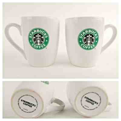Set of 2 - 2008 Starbucks Mug 10 oz Coffee mugs Original Style Cup White Green - Sold on eBay Nov, 10th 2019 for $29.99