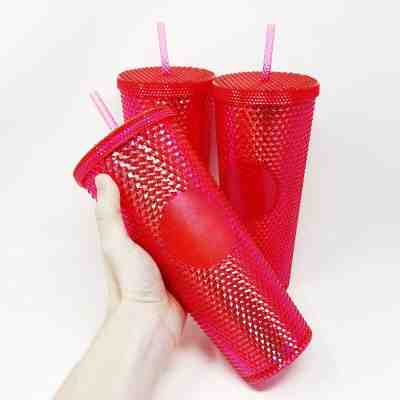 Starbucks Studded 2019 Venti Bling Red Pink Cold Cup Tumbler Merry Holiday - Sold on eBay Nov, 10th 2019 for $34.95
