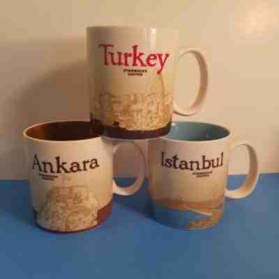 3 Starbucks NWT Global Icon Collector Mugs Ankara  Istanbul AND Turkey Original!