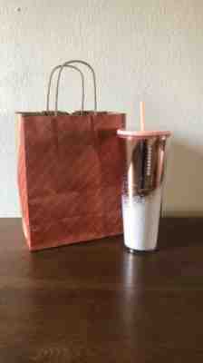 NEW STARBUCKS 2019 ROSE GOLD & PINK Cascading SNOW Tumbler WINTER HOLIDAY  - Sold on eBay Nov, 10th 2019 for $26.50