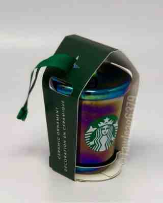 NEW Starbucks Black Luster Ceramic Holiday Tree Ornament 2019 Iridescent - Sold on eBay Nov, 10th 2019 for $15.99