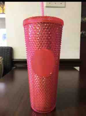 NEW STARBUCKS 2019 Neon Pink Studded Cold Cup Tumbler WINTER HOLIDAY 24 oz - Sold on eBay Nov, 10th 2019 for $36.00