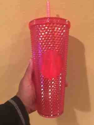 STARBUCKS Holiday Neon Pink Studded Tumbler WINTER  CUP 2019 24oz. NEW - Sold on eBay Nov, 10th 2019 for $21.20