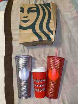 NEW STARBUCKS 2019 Neon Pink & Silver Studded Cold Cup Tumbler Christmas HOLIDAY - Sold on eBay Nov, 10th 2019 for $50.00