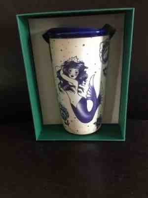 NWT Starbucks 2016 Tattoo Sailor Siren Mermaid Ceramic Tumbler Travel Mug Boxed  - Sold on eBay Nov, 10th 2019 for $77.00