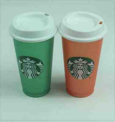 Starbucks Orange & Blue Iredescent Reusable Plastic Traveler Tumbler Cup 16oz - Sold on eBay Nov, 10th 2019 for $15.62