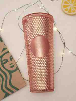 Starbucks Rose Gold Iridescent Hologram Studded Venti Cup Tumbler 24oz 2019 - Sold on eBay Nov, 10th 2019 for $59.95