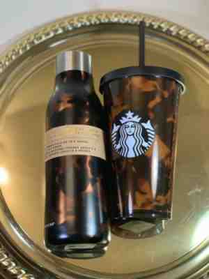 NEW Starbucks Tortoise Shell Grande Tumbler & 20oz Steel Water Bottle Set RARE - Sold on eBay Nov, 10th 2019 for $38.00