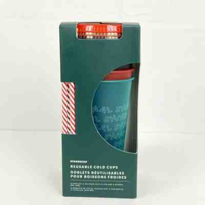 Starbucks 2019 Holiday Christmas Reusable Cold Cups, Lids, & Straws 24oz 5 Pack - Sold on eBay Nov, 10th 2019 for $28.00