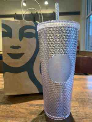 NEW Winter Holiday Starbucks 2019 Venti Bling Platinum Studded Cold Cup Tumbler - Sold on eBay Nov, 10th 2019 for $20.50