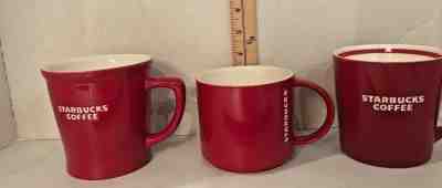 3 Starbuck's Red White Bone China  Christmas Mugs Cups 2009 2012 & 2011 - Sold on eBay Nov, 10th 2019 for $29.99