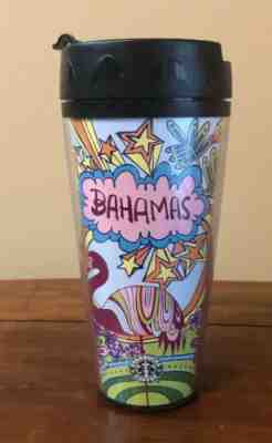 Starbucks Bahamas Flamingo Ocean Fish Graffiti 2005 Travel Tumbler 16oz Mug  - Sold on eBay Nov, 10th 2019 for $45.00