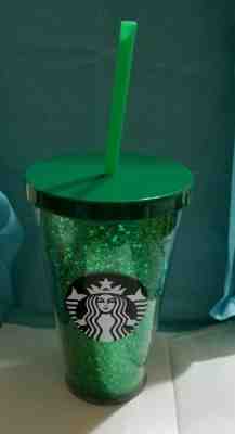 Starbucks 2018 Green sparkle Glitter Christmas Holiday 16 oz. Plastic Tumbler  - Sold on eBay Nov, 10th 2019 for $18.00