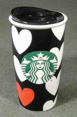 Starbucks 2015 Limited Edition 12 Ounce Hearts Ceramic Coffee Travel Mug Cup New - Sold on eBay Nov, 10th 2019 for $24.99