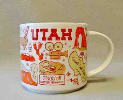 Starbucks Utah Been There Series Coffee Mug Orange Cup Salt Lake Dinosaur Bryce - Sold on eBay Nov, 10th 2019 for $15.95