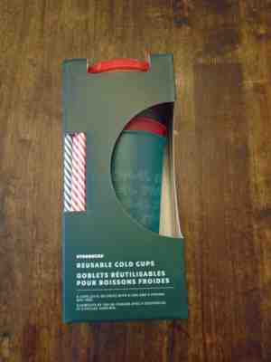 Starbucks Reusable Cold Cups Christmas 2019 With Straw 24oz 5 Pack NIB BPA Free - Sold on eBay Nov, 10th 2019 for $27.56
