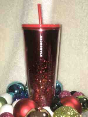 STARBUCKS 2019 Holiday Limited Edition Red Cascading Glitter Tumbler 24 oz Venti - Sold on eBay Nov, 10th 2019 for $19.50