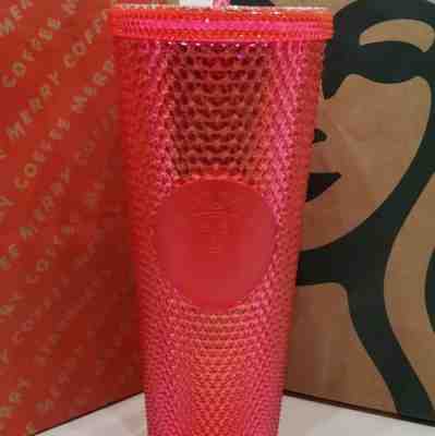 NEW STARBUCKS 2019 Neon Pink Studded Cold Cup Tumbler Christmas HOLIDAY On Hand - Sold on eBay Nov, 10th 2019 for $28.00