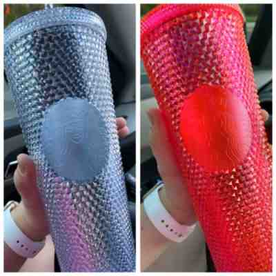 2 Starbucks Holiday 2019 Venti Studded Tumblers Cups Platinum Neon Pink NEW - Sold on eBay Nov, 10th 2019 for $59.99