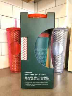 Starbucks 2019 Holiday Christmas Reusable Cold Cups 24oz 5 pack - READY TO SHIP - Sold on eBay Nov, 10th 2019 for $17.50