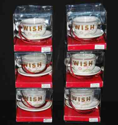 Starbucks 2006 Set Of 6 Christmas Wish Cup & Saucer Ornaments NIB - Sold on eBay Nov, 10th 2019 for $24.99