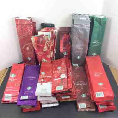 63 Starbucks Christmas Coffee Bags Empty Foil Lot Art Craft Holiday Blend Red - Sold on eBay Nov, 10th 2019 for $31.19
