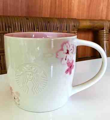 NEW 20 oz  Starbucks 2017 White Embossed Logo Sakura Cherry Blossom Mug - Sold on eBay Nov, 10th 2019 for $59.00