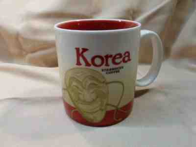 STARBUCKS KOREA COFFEE MUG COLLECTOR SERIES KOREAN MASK RED AND CREME COLOR - Sold on eBay Nov, 10th 2019 for $34.93