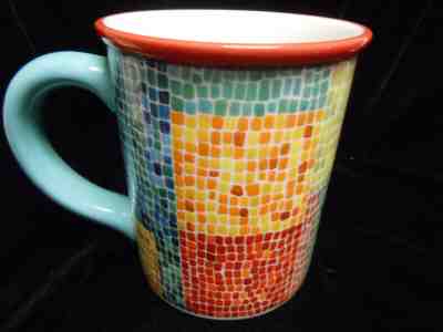 Starbucks Barista 2002 Mosaic Tile Design Red Orange Blue Green Large Coffee Mug - Sold on eBay Nov, 10th 2019 for $29.95