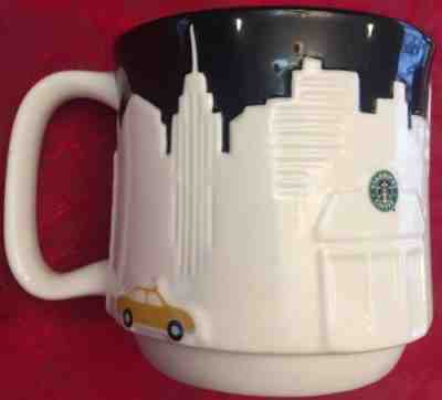 STARBUCKS NEW YORK CITY RELIEF MUG 3D BLACK WHITE 16 Oz COFFEE CUP SKYLINE 2010 - Sold on eBay Nov, 10th 2019 for $31.94