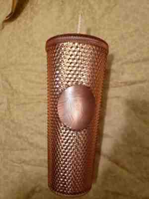 Starbucks Acrylic Iridescent Rose Gold Pink Studded Rainbow Cold Cup Tumbler - Sold on eBay Nov, 10th 2019 for $55.00