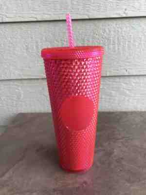 NEW Starbucks 2019 Holiday Bling Neon Pink Iridescent Studded Venti Tumbler Cup - Sold on eBay Nov, 10th 2019 for $39.95
