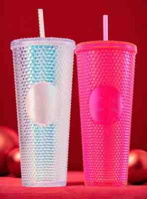 Starbucks Neon Pink & Mirrored Clear Studded Tumblers 2019 Holiday Limited  - Sold on eBay Nov, 10th 2019 for $45.00